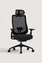 Front View of COLAMY ATLAS-01 Black Executive Mesh Ergonomic Office Chair with Headrest, Adjustable Armrests, and Lumbar Support