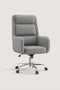 Three-quarter view of the COLAMY COCOON Dark Gray High-Load Cloud Comfort Swivel Office Chair with padded armrests and a chrome caster base