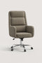 Three-quarter view of the COLAMY COCOON Taupe High-Load Cloud Comfort Swivel Office Chair with a padded high back, integrated armrests, and chrome caster base