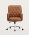COLAMY VERSO Swivel Office Chair in Brown – Tufted Back, Velvety Leather, Chrome Base