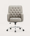 COLAMY VERSO Swivel Office Chair in Khaki – Tufted Back, Leather Upholstery, Chrome Base