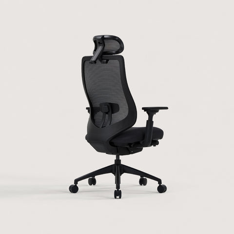 Rear View of COLAMY ATLAS-01 Black Executive Mesh Ergonomic Office Chair with Headrest and Lumbar Support