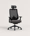 Front View of COLAMY ATLAS-01 Gray Executive Mesh Ergonomic Office Chair with Headrest, Adjustable Armrests, and Lumbar Support