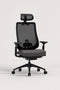 Front View of COLAMY ATLAS-01 Gray Executive Mesh Ergonomic Office Chair with Headrest, Adjustable Armrests, and Lumbar Support