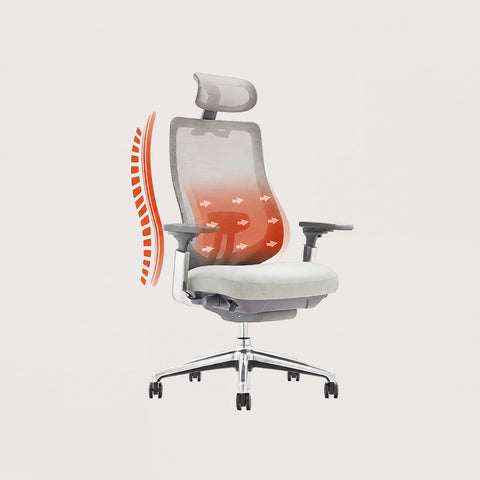 COLAMY ATLAS Light Gray Ergonomic High-Back Mesh Office Chair with a Breathable Backrest Contoured to Follow the Spine