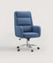 Three-quarter view of the COLAMY COCOON Blue High-Load Cloud Comfort Swivel Office Chair with a padded high back, integrated armrests, and chrome caster base