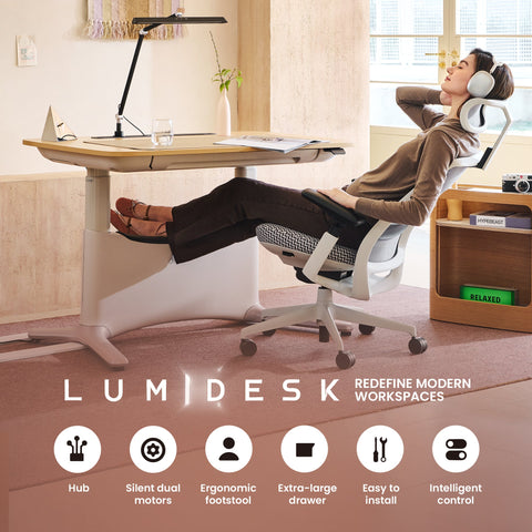 COLAMY LumiDesk All-in-1 Smart Electric Desk – Wireless Charging, USB Ports, Built-in Drawer