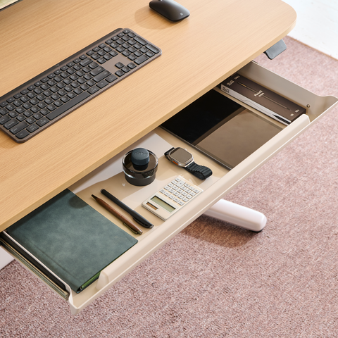 COLAMY LumiDesk Built-in Drawer with Cable Management and Storage Compartments