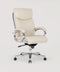 COLAMY MARCUS Executive Office Chair Side View in Beige – Padded Armrests, Chrome Base