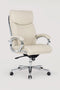COLAMY MARCUS Executive Office Chair Side View in Beige – Padded Armrests, Chrome Base