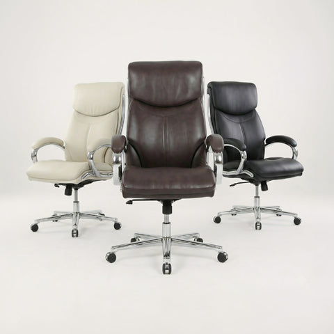 COLAMY MARCUS Office Chair Available in Beige, Brown and Black – High Back Leather Swivel