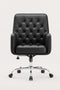 COLAMY VERSO Swivel Office Chair in Black – Tufted Back, Leather Upholstery, Chrome Base