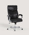 COLAMY MARCUS One-Piece Office Chair Side View in Black – High Back Leather, Chrome Armrests