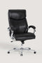 COLAMY MARCUS One-Piece Office Chair Side View in Black – High Back Leather, Chrome Armrests